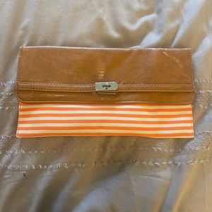 NWOT - Orange Stripped Faux Leather Handbag